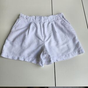 Loft Women's Linen Blend Paperbag Ruffle Top Shorts White Sz M